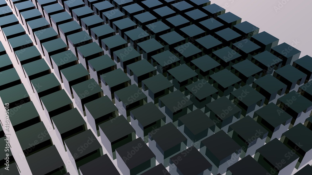 Poster 3d abstract background from cubes. rendering an image. cubic wallpaper on a desktop.