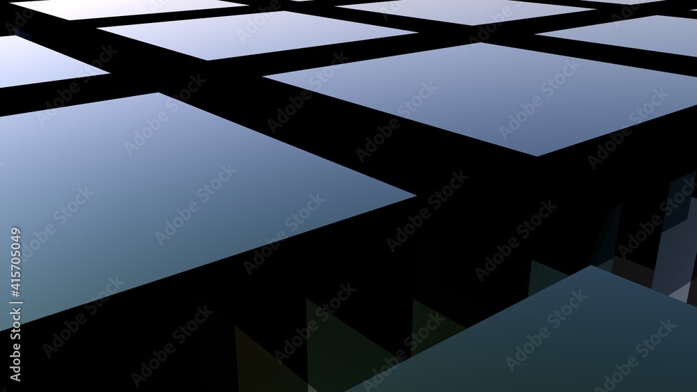 Poster 3d abstract background from cubes. rendering an image. cubic wallpaper on a desktop.