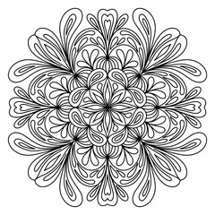 Easy mandala like flower or star, basic and simple mandalas Coloring Book for adults, seniors, and beginner. Digital drawing. Floral. Flower. Oriental. Book Page. Vector.