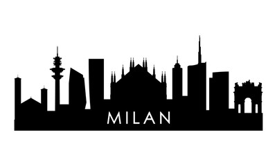 Fototapeta premium Milan skyline silhouette. Black Milan city design isolated on white background.
