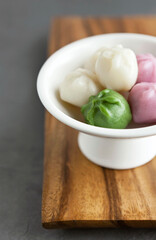 Korean traditional food, honey rice cake (Kkultteok) on cutting board