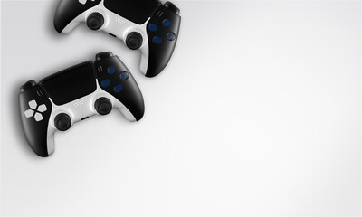 Two dualsense ps5 controllers on white background, gaming concept