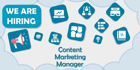 we are hiring content marketing manager vector illustration