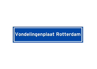Vondelingenplaat Rotterdam isolated Dutch place name sign. City sign from the Netherlands.