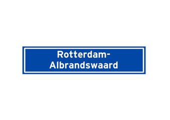 Rotterdam-Albrandswaard isolated Dutch place name sign. City sign from the Netherlands.