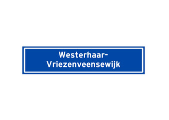 Westerhaar-Vriezenveensewijk isolated Dutch place name sign. City sign from the Netherlands.