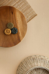 Korean traditional sweets, Hangwa (Dasik) and wooden plates