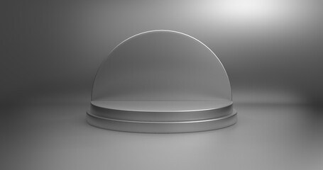Minimalistic showcase with empty space. Empty podium for display product. 3D rendering.