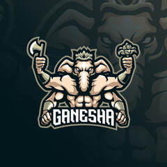 ganesha mascot logo design vector with modern illustration concept style for badge, emblem and t shirt printing. ganesha illustration for sport team.