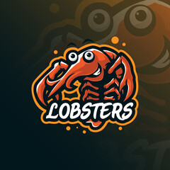 lobster mascot logo design vector with modern illustration concept style for badge, emblem and t shirt printing. smart lobster illustration for food logo.