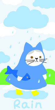 Decorative painting of cats on rainy days