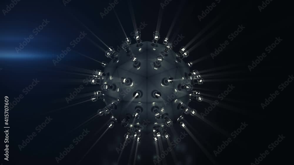 Poster round thing with light bulbs. abstract fiction lighting device. loopable 3d render animation