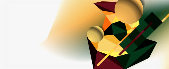 Trendy 3d geometric composition, design template for business or technology presentation, internet poster or web brochure cover