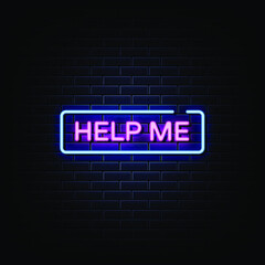 Obraz premium Help Me Neon Signs Style Text Vector