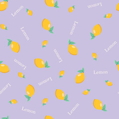 Seamless pattern with lemons and lettering.
