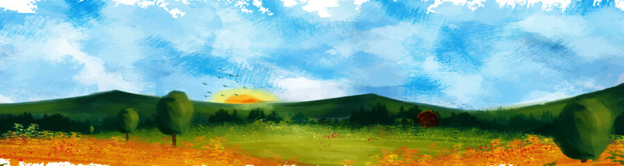 Obraz na płótnie Canvas Rural scenery vector design illustration