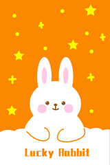 Hand drawn cartoon rabbit stars orange small fresh carpet