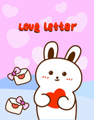 Hand-painted cartoon creative tapestry delivering loving bunny