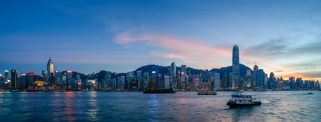 Fototapeta na wymiar Victoria Harbor view at Evening, Hong Kong