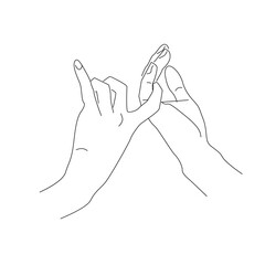 Hands Couple Line Drawing. Hands Couple Trendy Minimalist Illustration. Love Line Abstract Concept. Minimalist Contour Banner. Vector EPS 10.