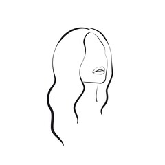 Woman Face Continuous One Line Vector Drawing. Style Template with Abstract Female Face. Modern Minimalist Simple Linear Style. Beauty Fashion Design