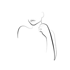 Woman Continuous One Line Drawing. Female Line Art Drawing Sketch Illustration. Woman Face Modern Minimalist Contour Art Design. Vector EPS 10.