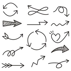 Set of arrows vector illustration.Arrow doodles vector