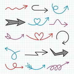 Set of arrows vector illustration.Arrow doodles vector