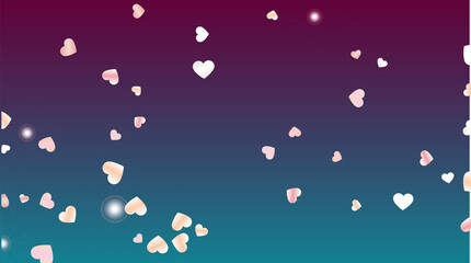 Realistic Background with Confetti of Hearts Glitter Particles. St. Valentine Day. Celebration pattern. Light Spots. Explosion of Confetti. Glitter Vector Illustration. Design for Banner.