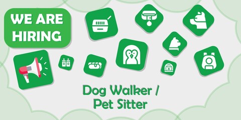 we are hiring dog walker / pet sitter vector illustration