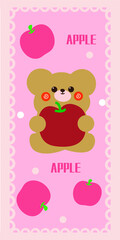 Hand-painted cartoon fruit apple bear decorative painting hanging painting