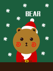 Hand drawn cartoon christmas bear christmas decoration painting hanging picture