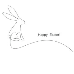 Happy easter card with bunny, vector illustration