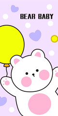 Hand-painted cartoon little white bear holding a balloon decorative painting hanging painting