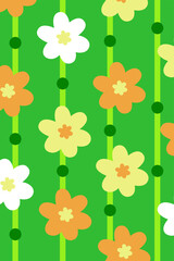 Hand-painted cartoon green small fresh flower strip carpet