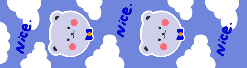 Hand drawn cartoon cute cloud bear kitchen rug