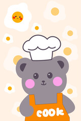 Hand drawn cartoon cute bear omelette strip carpet