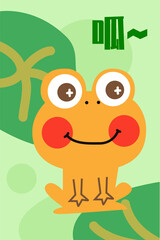 Hand drawn cartoon cute frog lotus leaf strip carpet