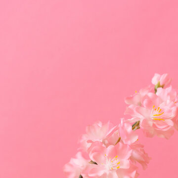 Cherry blossoms and pink walls. 桜とピンク色の壁	
