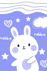 Hand drawn cartoon cute children's room bunny strip carpet