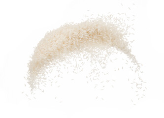Fototapeta na wymiar Rice splash explosion isolated on white background stop motion photo food object design