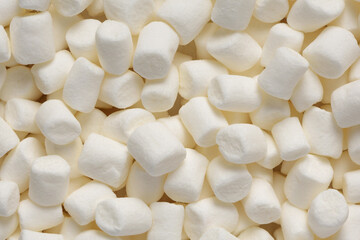 Heap of white air marshmallows texture or background