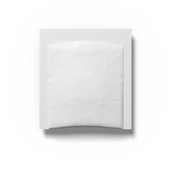 White paper square sachet pack isolated on white. 3D rendering mockup.