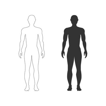 men body icon Vector illustration. Male human body silhouette with flat and line concepts.