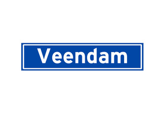Veendam isolated Dutch place name sign. City sign from the Netherlands.