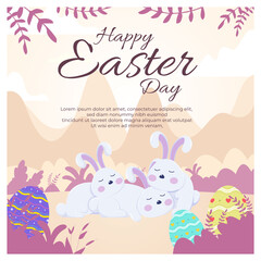 vector Happy easter illustration with funny bunny