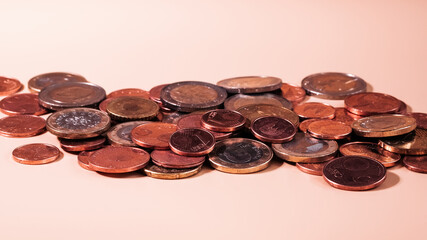 Metal coins. Money and finance concept, copy space