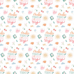 seamless pattern with hand drawn and calligraphy background