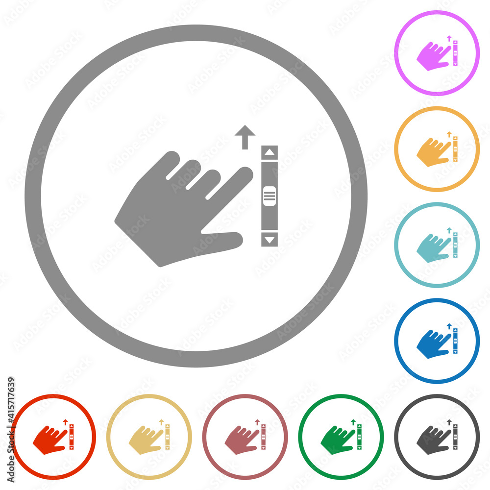 Poster left handed scroll up gesture flat icons with outlines