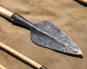 Historic arrow with iron arrowhead